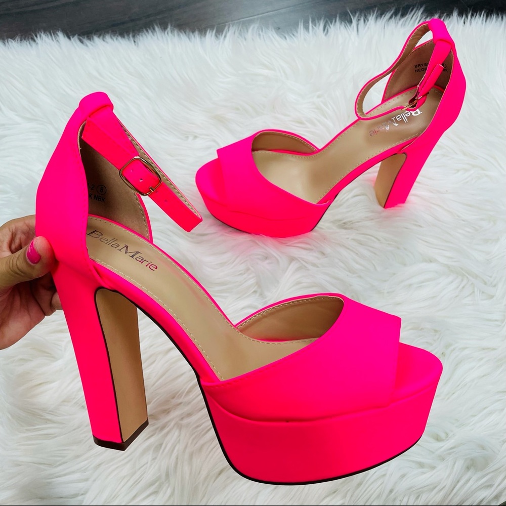 Pink neon platform heel